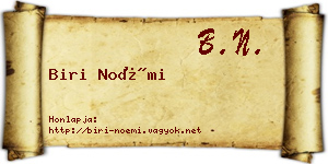 Biri Noémi névjegykártya